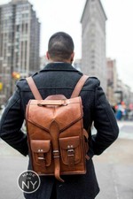 Bag Leather Backpack Men Satchel Shoulder Travel Laptop School Rucksack Vintage