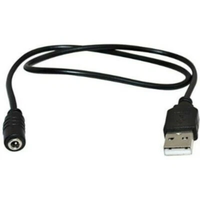2pcs USB 2.0 A Male Plug To DC Power Jack Female 3.5mm X1.35mm Cable Cord Black - Image 1 of 3