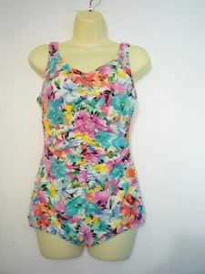 PARADISE BAY 1 PIECE COLORFUL SWIMSUIT--SZ 16--RUCHED FRONT--CONTOUR CUPS - Picture 1 of 7