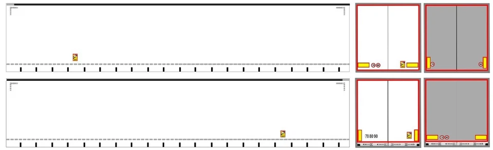 Grafica CENTINATO adesiva trasparente (+ 4 porte)  per semirimorchi Herpa 1/87. - Immagine 1 di 1