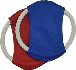 Supawdupaw Flyer Frisbee 2er-Pack rot und blaues Seilspielzeug für Hunde - Bild 1 von 4