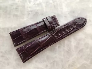 22mm/18mm Genuine Purple Alligator Crocodile Leather Grain Watch Strap Band - Picture 1 of 4