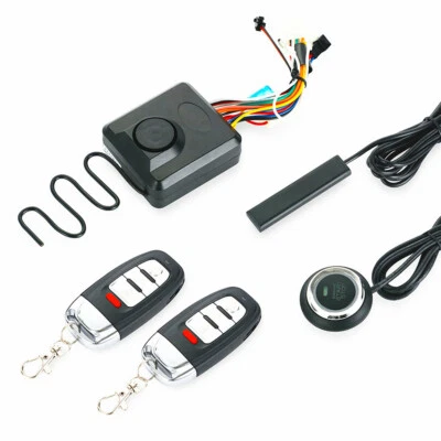 Motorcycle Keyless Engine One-button Start Button Anti-theft Alarm System Kit  - Image 1 of 4