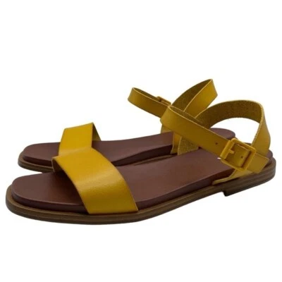 MIA Womens Shoes Tia Sandals Yellow Vegan Leather Strappy Flat Casual Size 8.5 - Image 1 of 4