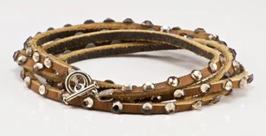 Swarovski Crystal Multi Wickelarmband in Hellbraun mit Goldkristallen - Bild 1 von 1