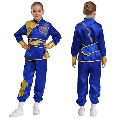 Conjunto de traje suave para niña conjunto de fantasía disfraz de kung fu tai chi cuello de pie escenario Foto 1 de 4