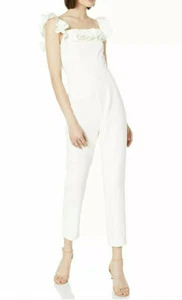 French Connection Off shoulder Ruffle Jumpsuit SZ 0 Ivory ($399) - Picture 1 of 2