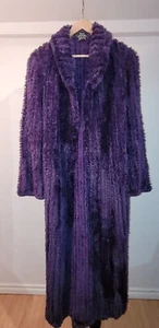 RARE VIOLET Paula Lishman beaver fur knit long coat 90's - Picture 1 of 24