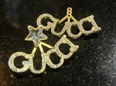 REAL  Gucci Logo & Star Gold Color Earrings Made In Italy - Image 1 of 4