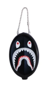 BAPE A Bathing Ape Shark Coin Case Black PVC Keychain Pouch Authentic - Picture 1 of 3