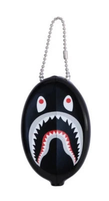 BAPE A Bathing Ape Shark Coin Case Black PVC Keychain Pouch Authentic - Image 1 of 3