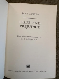 π Pride and Prejudice Jane Austen 1967 Univ of London Press HB G.C. Rosser Ed. - Picture 1 of 19