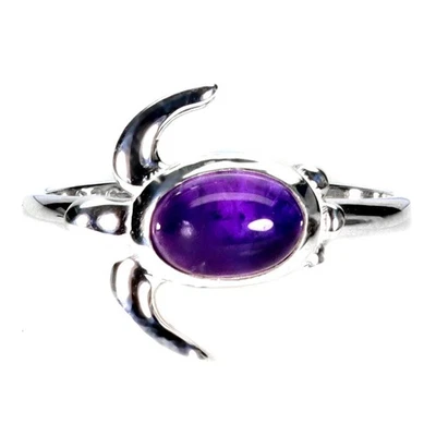 Anillo de plata de ley 925 amatista ovalada 7x5 mm piedras preciosas naturales joyería tamaño 7 Foto 1 de 4