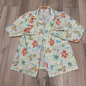 Camicia vintage anni 70 blusa donna 6 bradley uccellini floreali stampa grafica bottoni - Foto 1 di 7