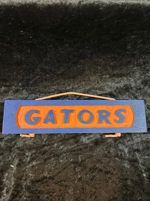 GATORS  Wooden Hanging Handmade Sign Blue & Orange 10" long x 2.5" Wide x 3/4" D - Image 1 of 4