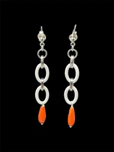 Orecchini Pendenti In Onice E Corallo Naturale  - Foto 1 di 4