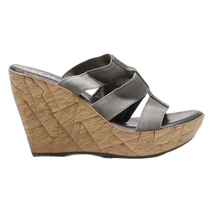 ITALIAN Wedge Slider Sandals Grey Synthetic Womens UK 6 - Picture 1 of 6