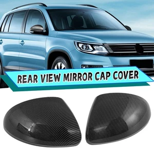 Rearview Mirror Cover Caps For VW Tiguan 2008-2017 Carbon Fiber Left+Right Side - Picture 1 of 13