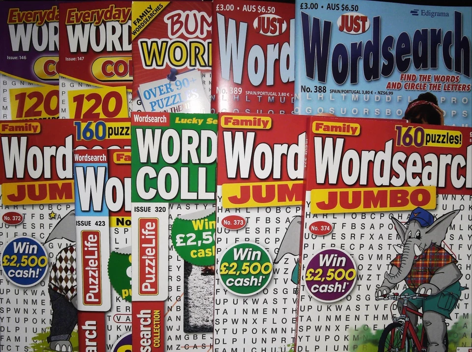 1000 Wordsearch Puzzles - 10 x Relaxing WORDSEARCH Puzzle Books Mags Bargain Box - Image 1 of 4