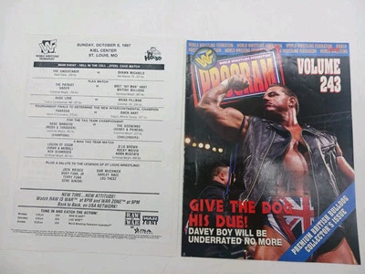 LOTE de hojas de tarjetas originales vintage 1997 WWF Program 243 1st Hell In A Cell Foto 1 de 4