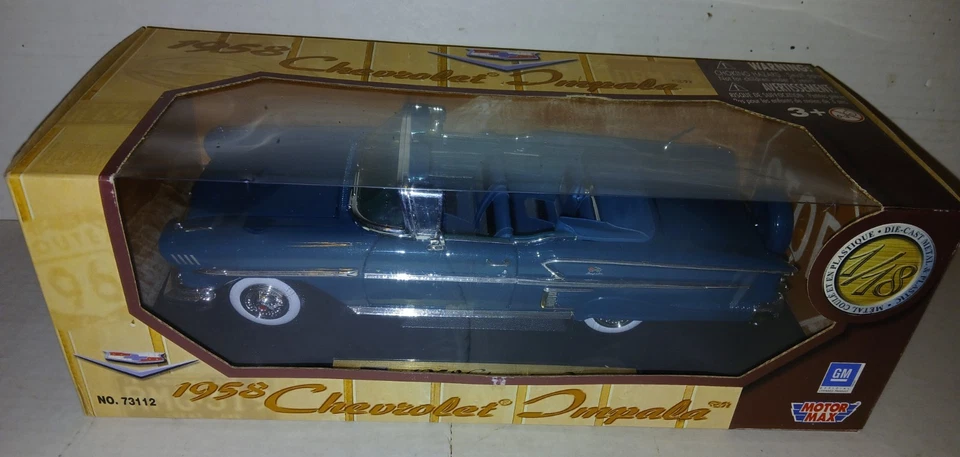 Motor Max 1:18 1958 Chevy Impala Convertible TEAL '58 Chevrolet - Image 1 of 4