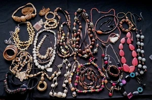 Costume Jewellery Necklaces and Bracelets Wood and Colour Mix Bundle 1.58KG - Picture 1 of 15
