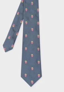 NWT $150 PAUL SMITH Mainline Blue Movie Popcorn 100% Silk Tie Made In England! - Picture 1 of 4