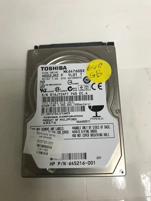 Toshiba sata 640 GB,Internal,5400 RPM,2.5" (MK6465GSX) Hard Drive - Image 1 of 2