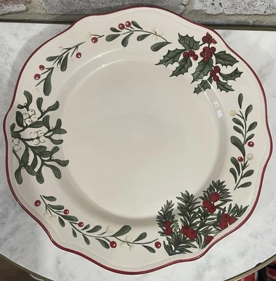 Better Homes and Gardens Winter Forest Holly Mistletoe Dinner Plate 11" NWT - Image 1 of 4