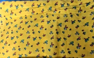 Marcus Bros Textiles  Bright Yellow Foral Cotton Fabric 40" x 42" - Picture 1 of 3