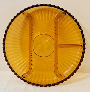 INDIANA GLASS 260 AMBER FOUR-PART TRAY VINTAGE RELISH DISH MID-20TH CENTURY - Picture 1 of 3