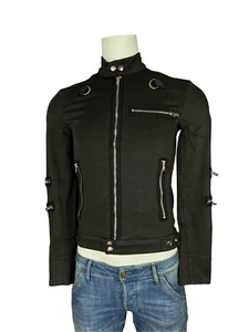 Tripp Gothic Biker Motorcycle Rocker Biker Gray Twill Cotton Jacket IS7067M - Picture 1 of 9