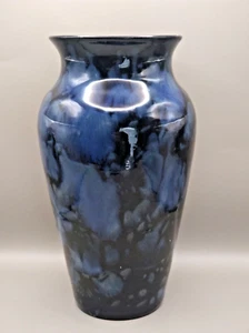 Glenny Pottery Wales Vintage 1980s Blue Glaze Vase Decorative 23cm Over 1kg VGC - Picture 1 of 7