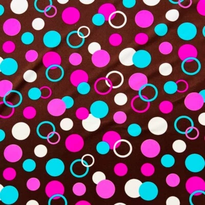 Printed Fabric Aqua & Hot pink Polka Dots Print Stretch Swimsuit Spandex By Yard - Image 1 of 4