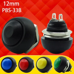 Mini interruptor redondo 12 mm PBS-33B botón pulsador momentáneo encendido/apagado impermeable 5 colores - Imagen 1 de 16