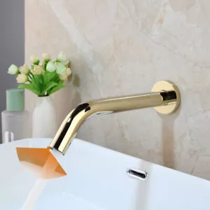 Automatik Sensor Bad Waschtisch Wasserhahn Gold Touchless Wandmontage Mischbatterie Waschtischarmatur - Bild 1 von 10