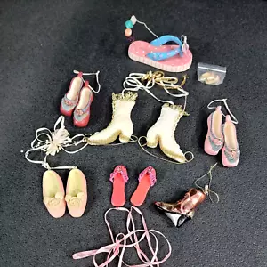 (8) VTG Shoe Ornaments Holiday Lot Victorian Heel Ballet Ice Skate Flip Flop MCM - Picture 1 of 24