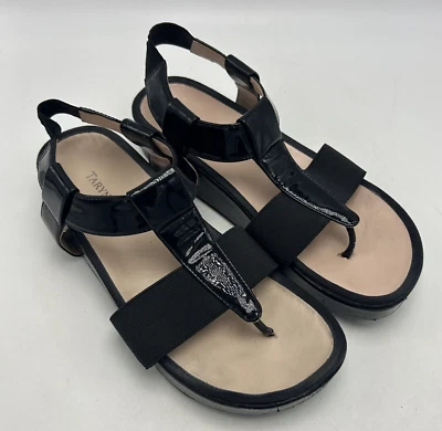 Taryn Rose Sandal Womens 6 Slip On Black Patent Platform 1.5" Adam - Image 1 of 4