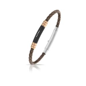 Herren Armband Stahl 316L Black Mit Innenausstattung Rosé und Diamanten Weiß Car - Bild 1 von 1