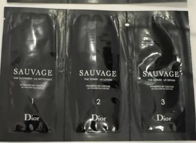 7 Sets Dior Sauvage Skin Care by Cactus Cleanser/Toner/ Serum Sample Trio Set - Image 1 of 2