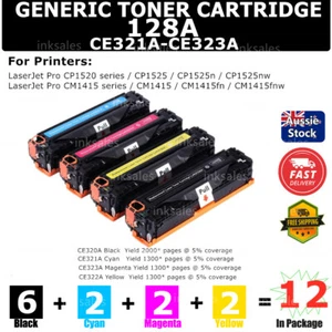 12x Generic Toner 128A CE320A - CE323A For HP CM1415fn CM1415fnw CP1520 CP1525 - Picture 1 of 6