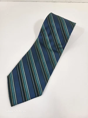 Corbata para hombre Joseph Abound azul/negro/verde azulado rayas 100 % seda 59 x 3,50 Foto 1 de 4