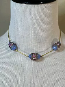Gold Tone Wedding Cake Abstract Bead Necklace - Picture 1 of 12
