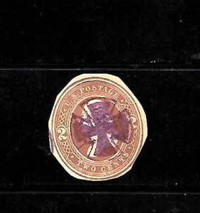 AZ49 U.S..Rare U68 2 cent brown cut to shape Maltese Cross Solid/Hollow Frame - Picture 1 of 2