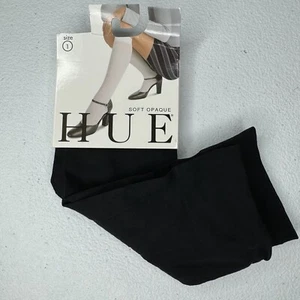 HUE Womens Soft Opaque Knee Hi Size 1 Black 1 Pair NEW - Picture 1 of 6