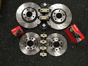 FOR AUDI A3 SPORTBACK TDI SLINE140BHP BRAKE DISC DRILLED GROOVED PAD FRONT REAR - Picture 1 of 1