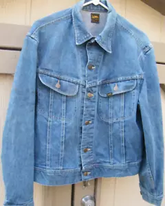 Giacca biker da lavoro camionista jeans blu denim vintage LEE taglia M (?) PATD 153438 - Foto 1 di 7