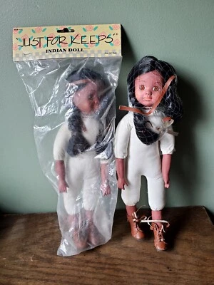 Juego de 2 Muñecas Niña India Just For Keeps 13" Pelo Negro Ojos Marrones Fabricación de Muñecas Foto 1 de 4