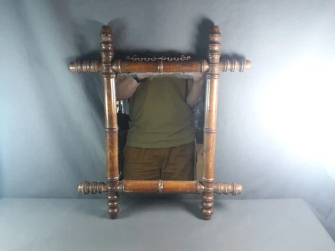 Antique early of 20th Century French Faux Bamboo Carved Wall Old Mirror Cover