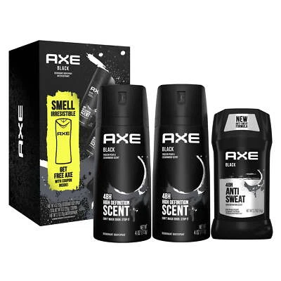 AXE Black Hombre 4 oz Desodorante Spray Corporal 2 y 2.7 oz Antitranspirante 1, Paquete de Regalo Foto 1 de 4